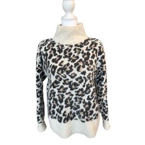 LOFT Women's XS Leopard Print Turtleneck Pullover Sweater Multicolor